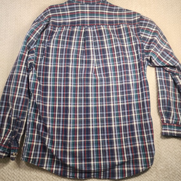 Eddie Bauer Mens L Tall Ultralong Plaid Button Up Shirt Thick Cotton Blend - Picture 7 of 8